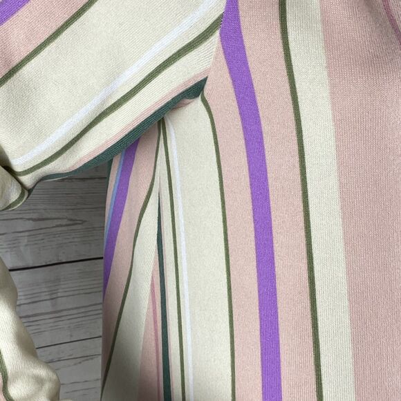 LuLaRoe Simply Comfortable Jacket Large Pastel Pink Ivory Green Blue Striped - Picture 5 of 12